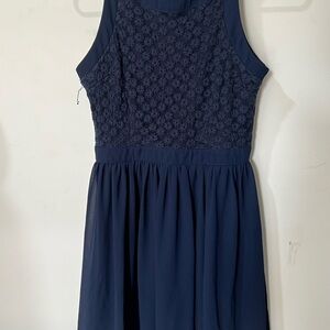 Girls' Navy Lace Bodice Formal Dress